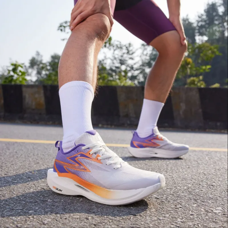 361° Fly 2ET Shock Absorbers Slip Resistant, Abrasion Resistant, Breathable Low Top Running Shoes Unisex White Purple-9