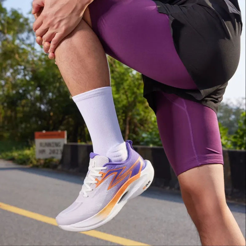361° Fly 2ET Shock Absorbers Slip Resistant, Abrasion Resistant, Breathable Low Top Running Shoes Unisex White Purple-7