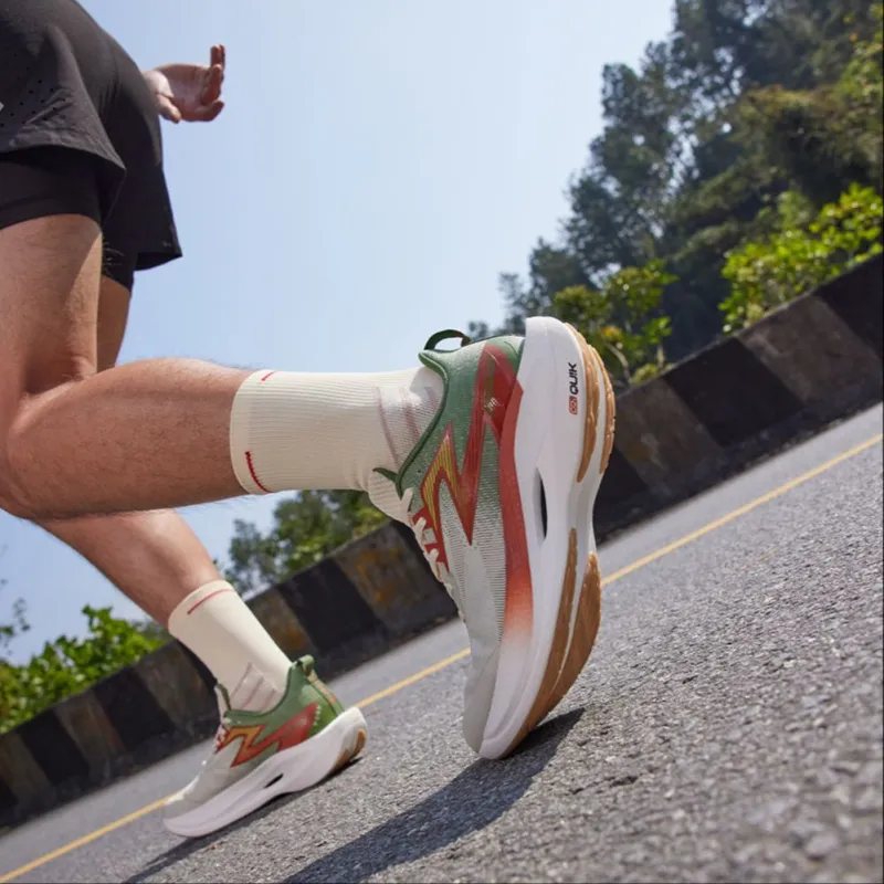 361° Fly 2ET Cushioned Slip Resistant Abrasion Resistant Breathable Low Top Marathon Running Shoes Unisex White Green-10