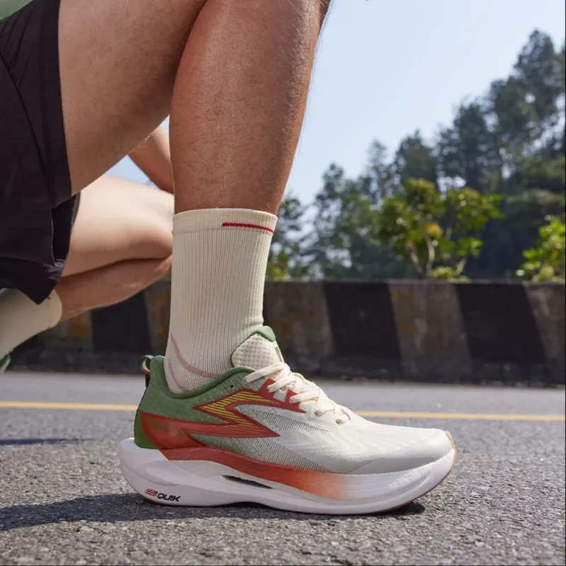 361° Fly 2ET Cushioned Slip Resistant Abrasion Resistant Breathable Low Top Marathon Running Shoes Unisex White Green-11