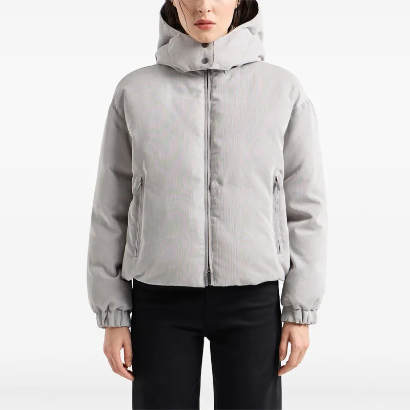 EMPORIO ARMANI Asv Water repellent Corduroy Down Jacket With Hood And Recycled Down-1