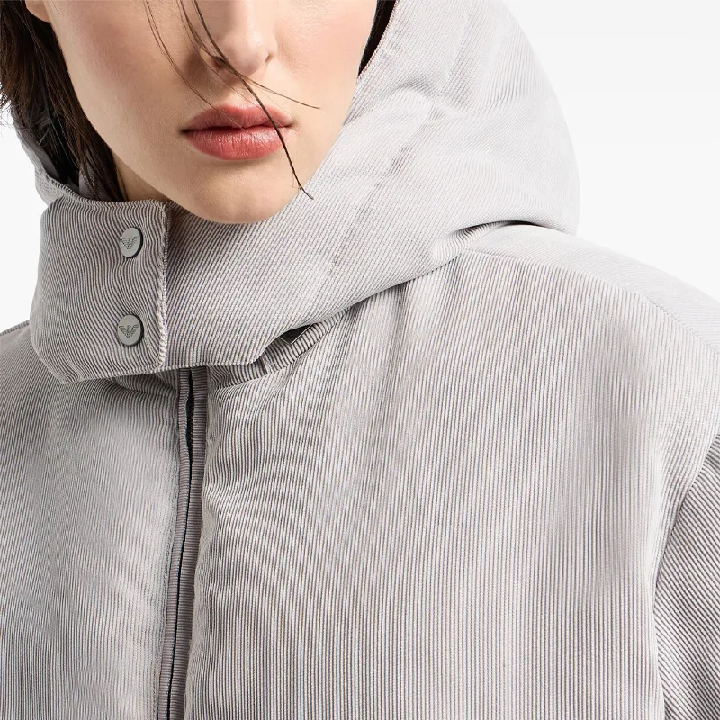 EMPORIO ARMANI Asv Water repellent Corduroy Down Jacket With Hood And Recycled Down-3
