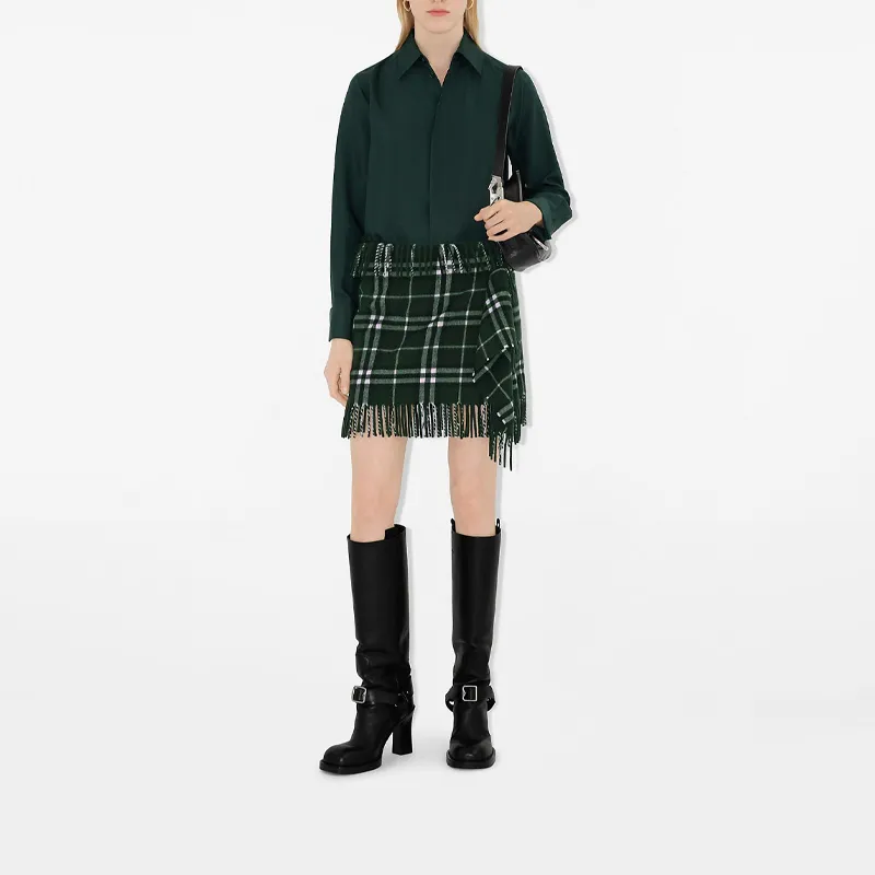 Burberry Checked Fringed Edge Mini Skirt-2