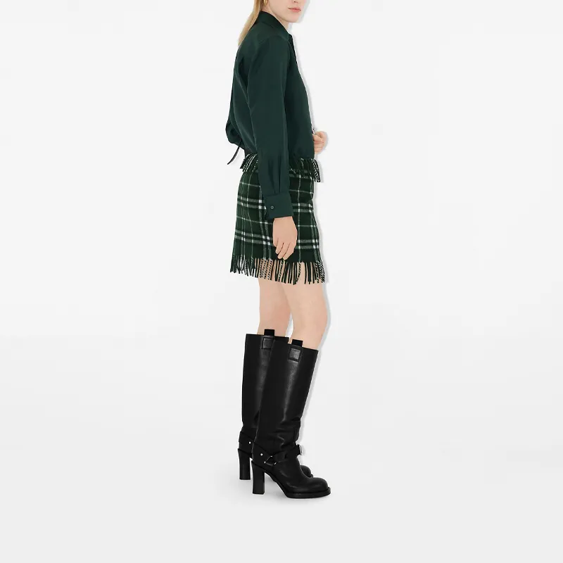 Burberry Checked Fringed Edge Mini Skirt-3