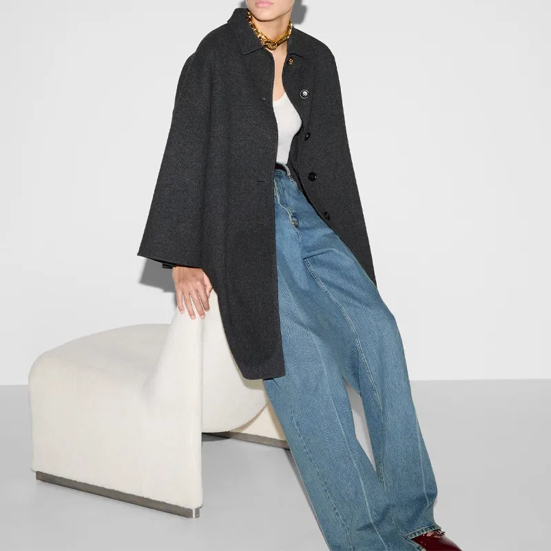 GUCCI Drop Shoulder Single Breasted Coat-2