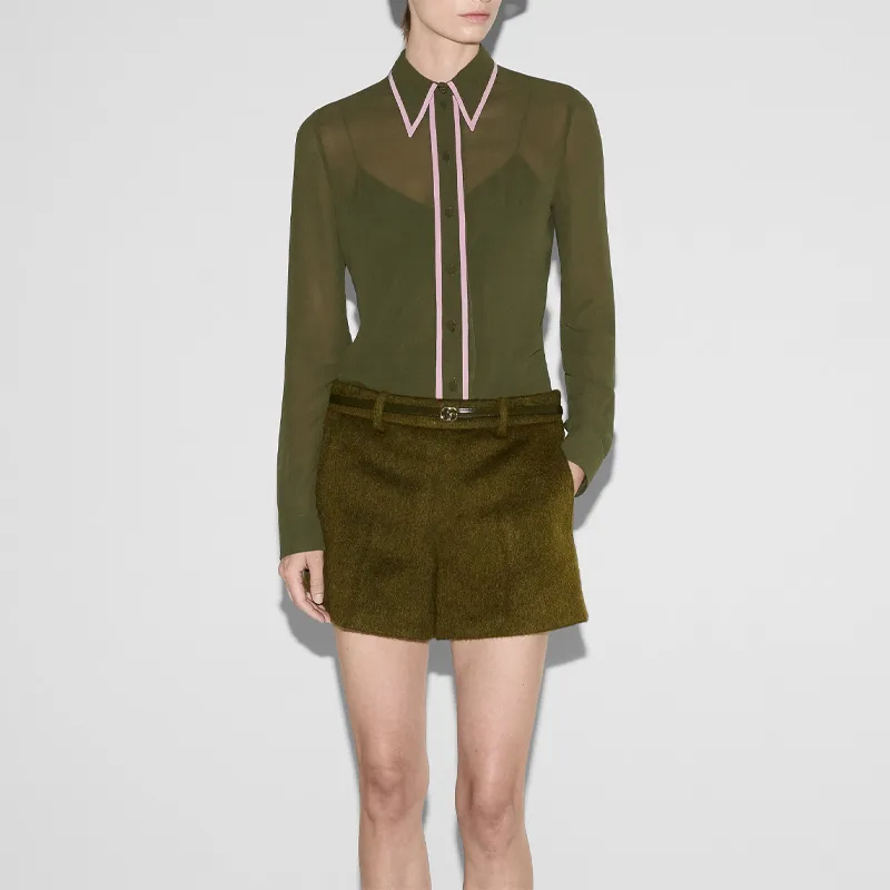 GUCCI Shirt Women's Olive Green-2