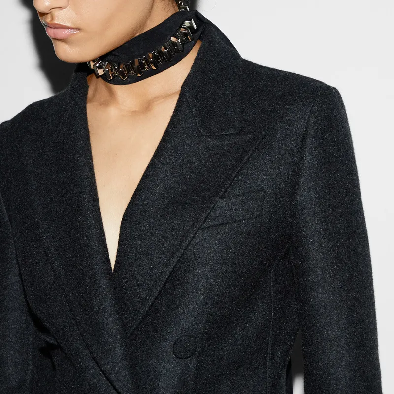 GUCCI FW24 Business Suit Coat Women's Dark Gray-4