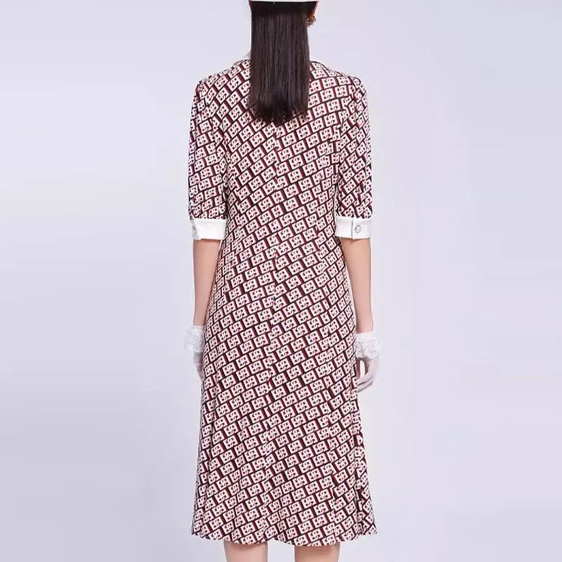 BESIONIA SS22 Long Sleeved Dress Women's Red Plaid-4