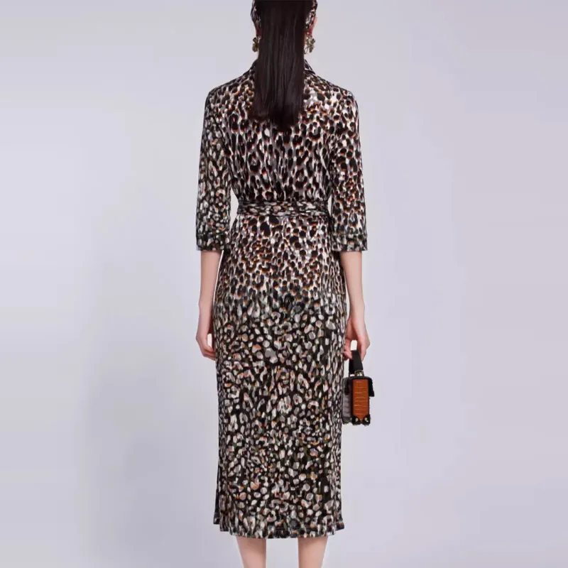 BESIONIA SS22 V-Neck Long-Sleeved Dress Women's Black Spots-2