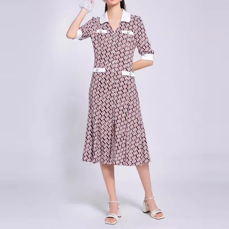 BESIONIA SS22 Long Sleeved Dress Women's Red Plaid-2