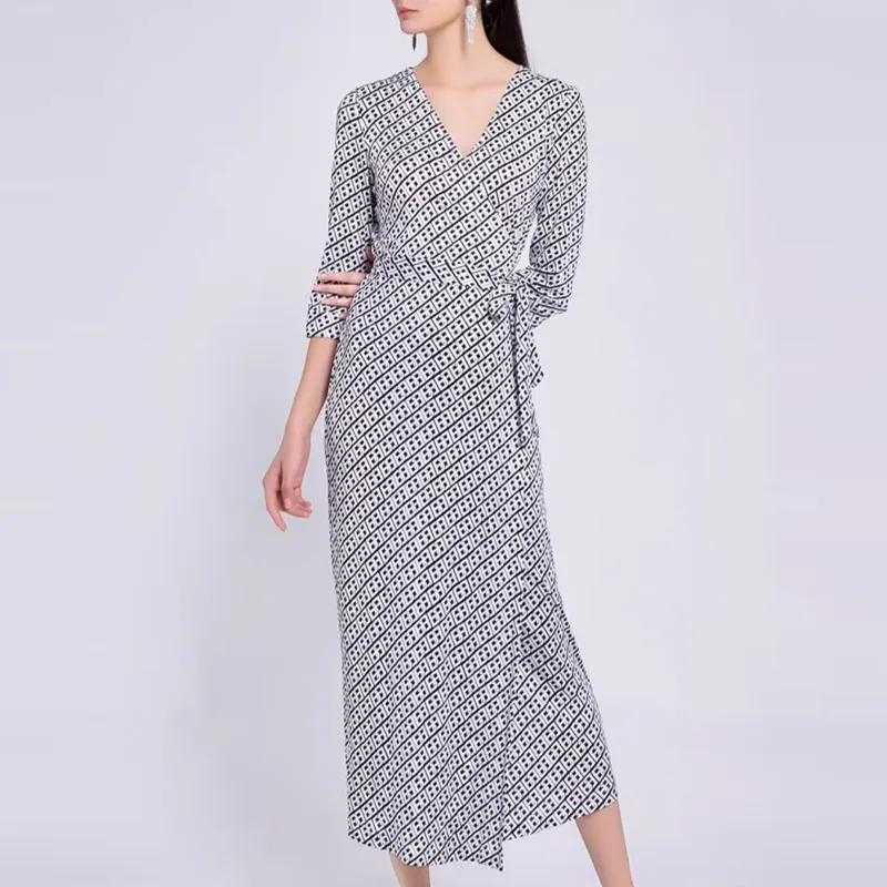 BESIONIA SS22 Long-Sleeved Dresses Women's Black Plaid Pattern-2