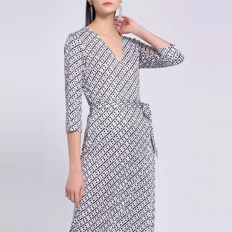BESIONIA SS22 Long-Sleeved Dresses Women's Black Plaid Pattern-4