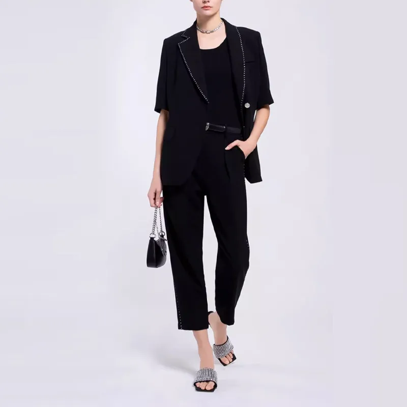 BESIONIA SS22 Casual Pants Korean Style Women's Black-1