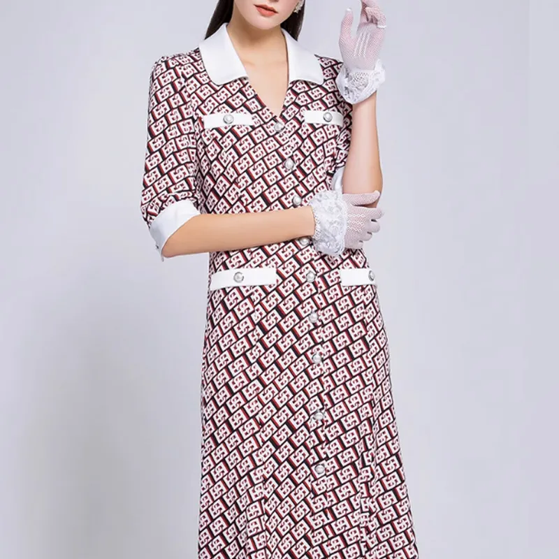BESIONIA SS22 Long Sleeved Dress Women's Red Plaid-3