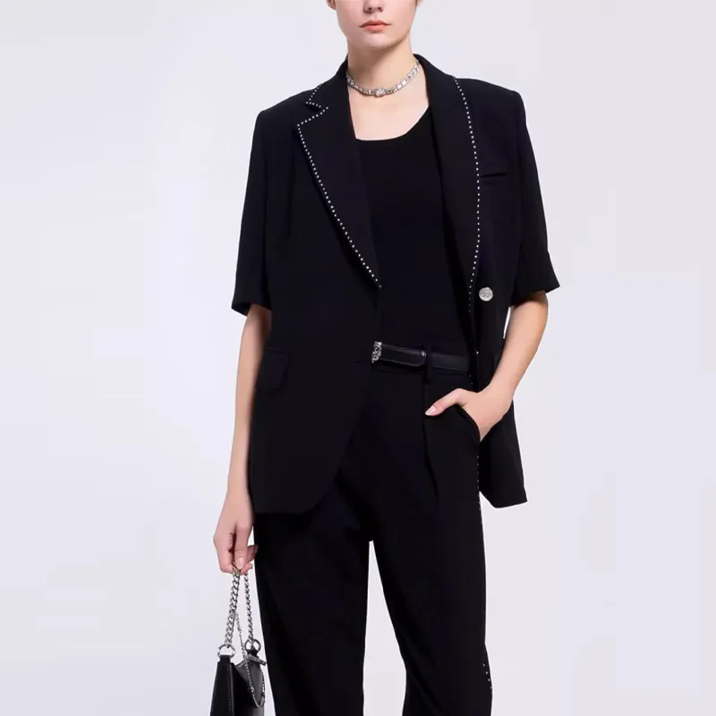 BESIONIA SS22 Casual Pants Korean Style Women's Black-4
