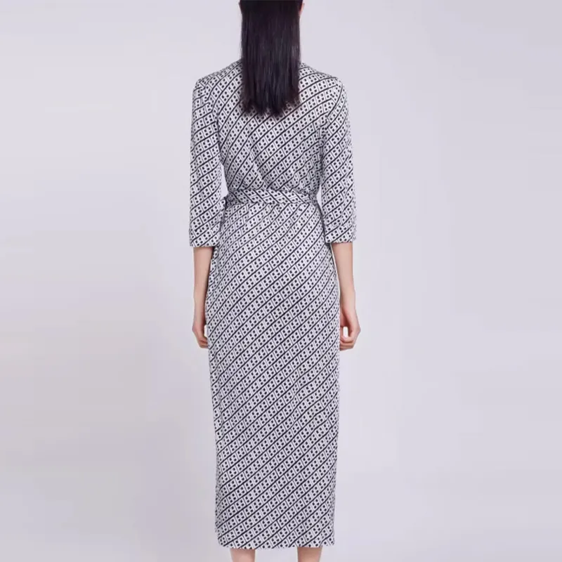 BESIONIA SS22 Long-Sleeved Dresses Women's Black Plaid Pattern-3