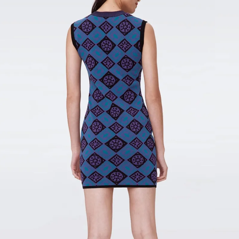 DVF Diane Von Furstenberg FW24 Sleeveless Dress Women's Blue-3