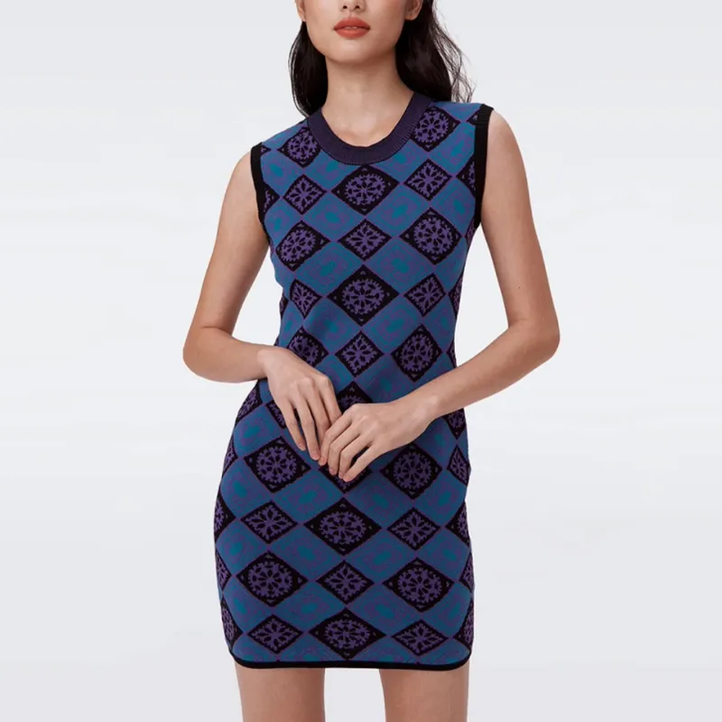 DVF Diane Von Furstenberg FW24 Sleeveless Dress Women's Blue-2