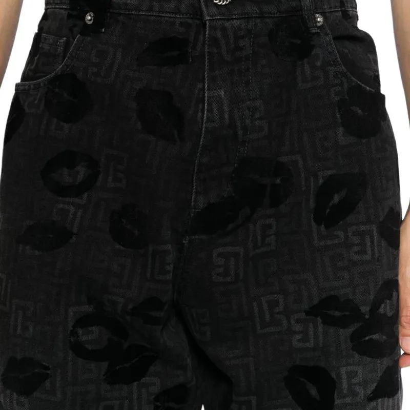 BALMAIN All over Logo Print Jeans-4