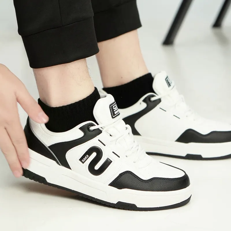 SAIQI Low Top Skateboard Shoes Men's Panda Black-7