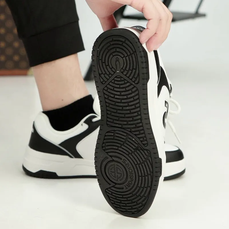 SAIQI Low Top Skateboard Shoes Men's Panda Black-6