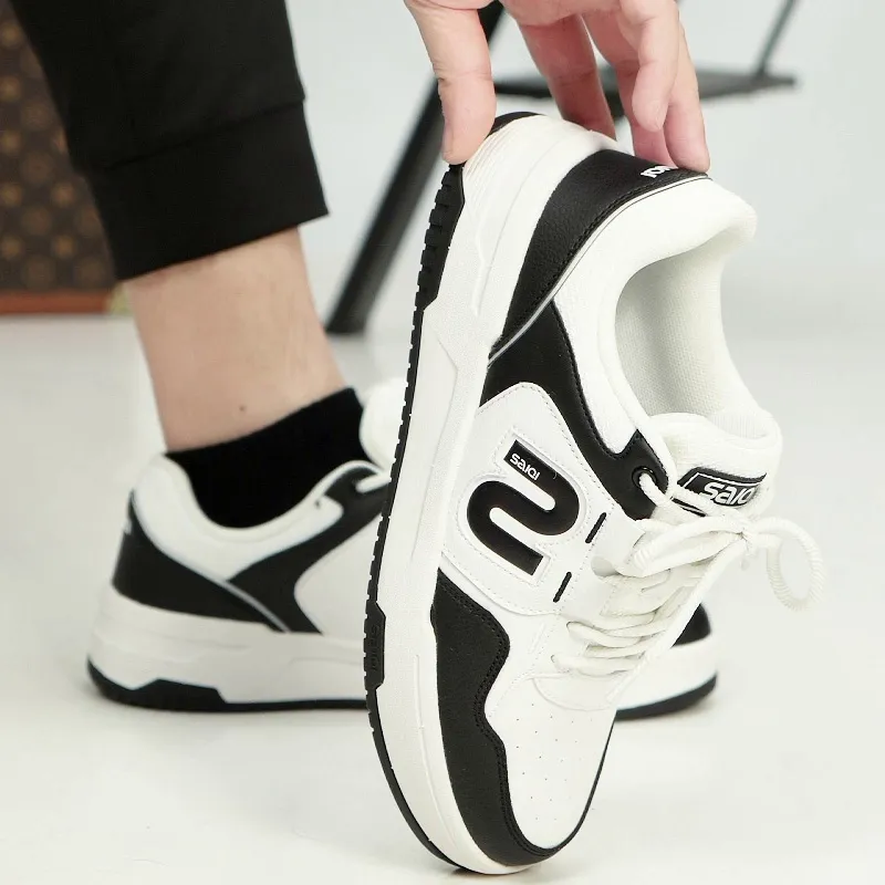 SAIQI Low Top Skateboard Shoes Men's Panda Black-9