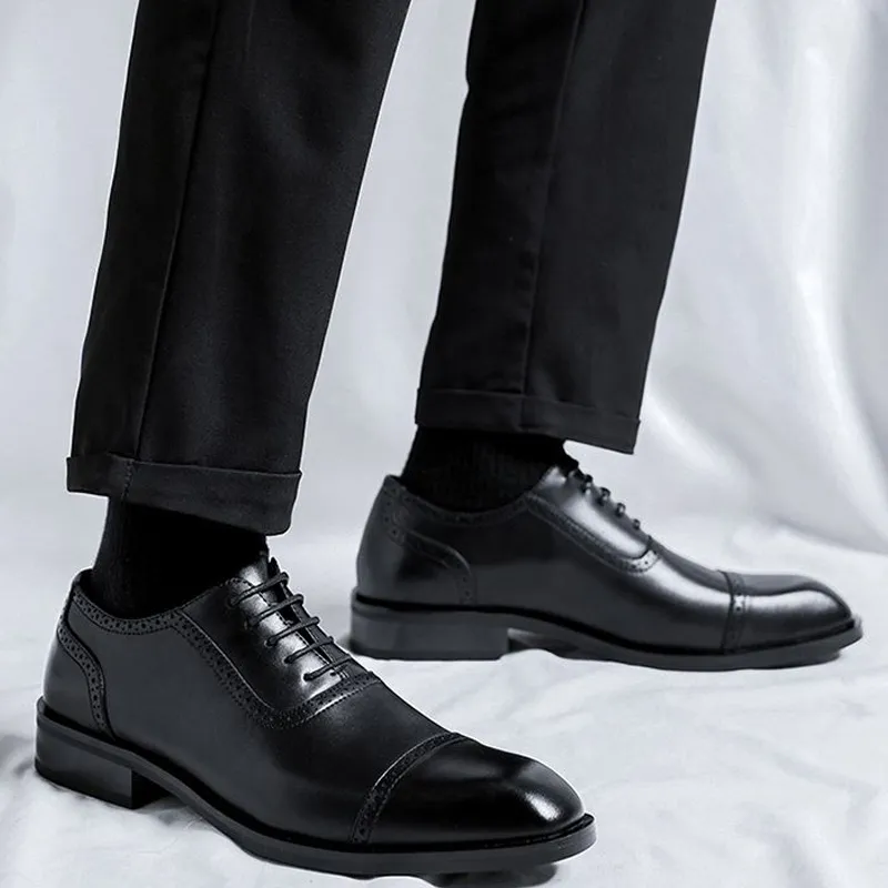 GZZ Dress Shoes Men Low Top Black/Brown-9