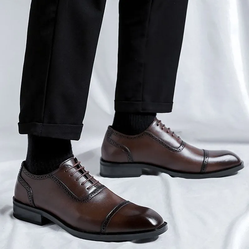 GZZ Dress Shoes Men Low Top Black/Brown-21