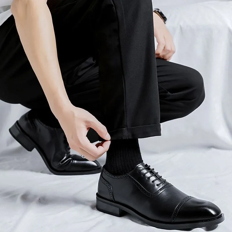 GZZ Dress Shoes Men Low Top Black/Brown-6