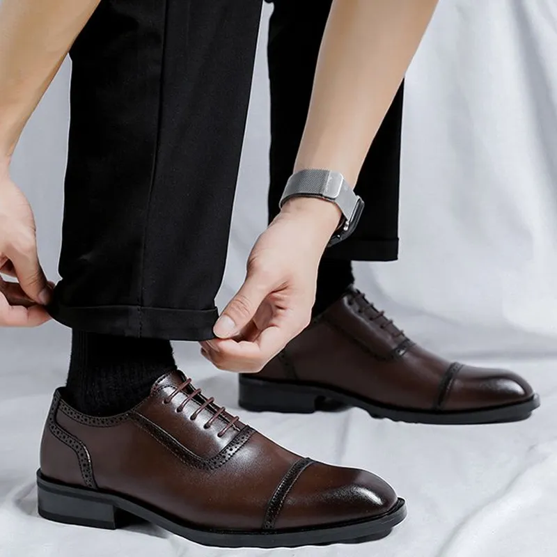 GZZ Dress Shoes Men Low Top Black/Brown-22