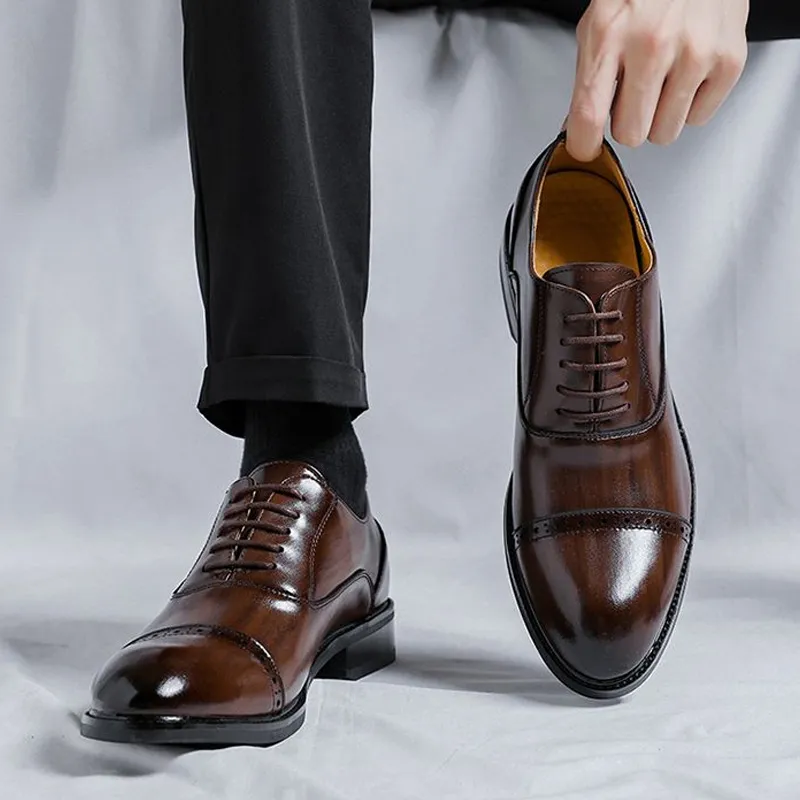 GZZ Dress Shoes Men Low Top Black/Brown-25
