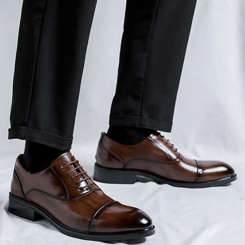 GZZ Dress Shoes Men Low Top Black/Brown-21