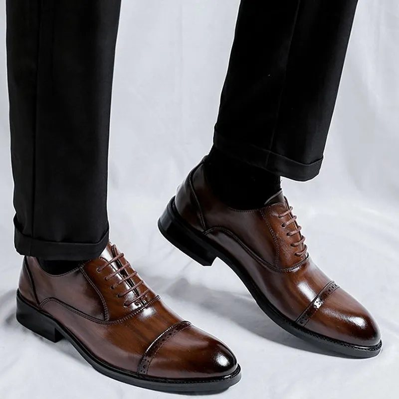GZZ Dress Shoes Men Low Top Black/Brown-20