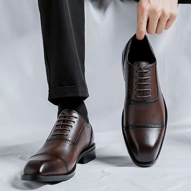 GZZ Dress Shoes Men Low Top Black/Brown-26