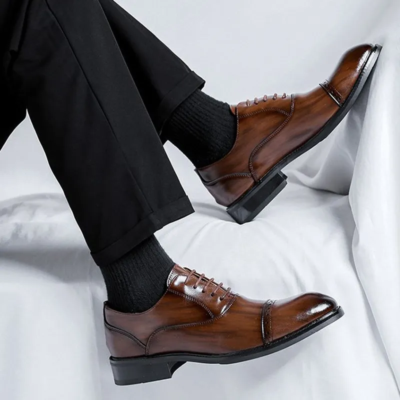 GZZ Dress Shoes Men Low Top Black/Brown-23