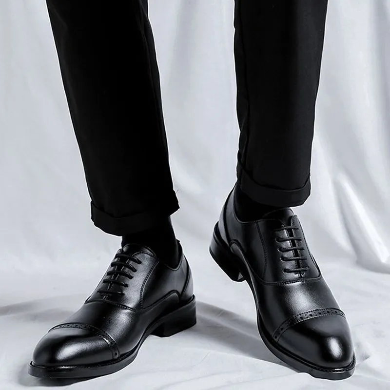 GZZ Dress Shoes Men Low Top Black/Brown-6