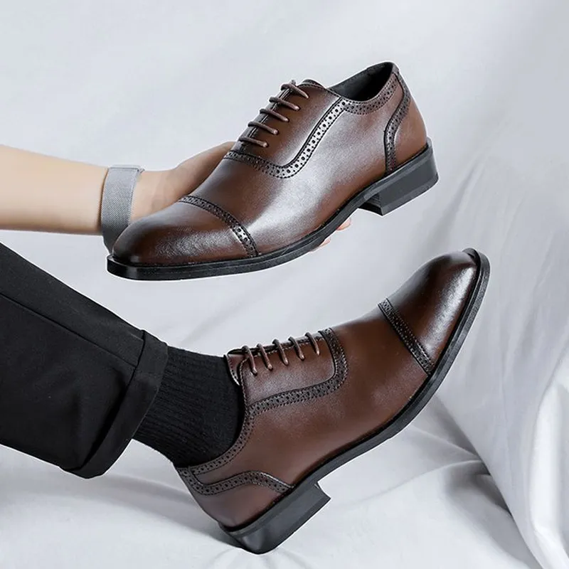 GZZ Dress Shoes Men Low Top Black/Brown-24