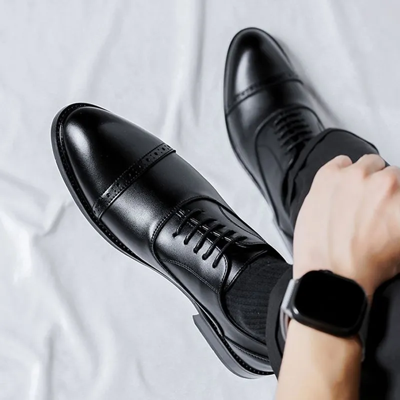 GZZ Dress Shoes Men Low Top Black/Brown-5