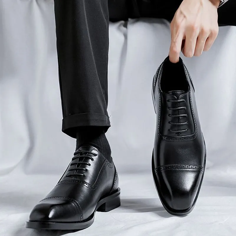 GZZ Dress Shoes Men Low Top Black/Brown-13