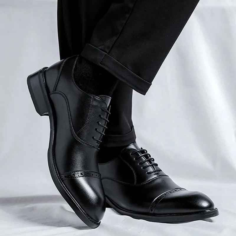 GZZ Dress Shoes Men Low Top Black/Brown-7