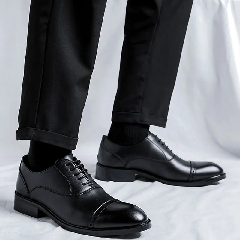 GZZ Dress Shoes Men Low Top Black/Brown-8