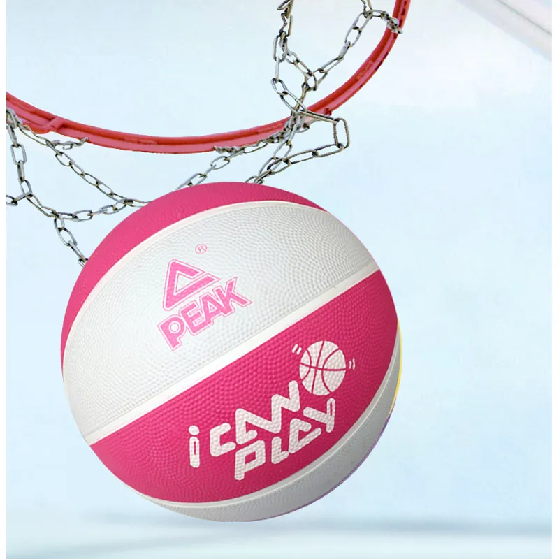 PEAK Rubber Basketball White Pink Size 5 Training Unisex-3