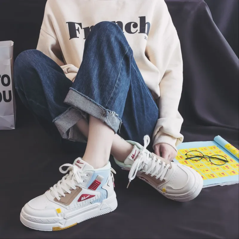 Warrior High Top Skateboard Shoes Women's Beige Moon-7