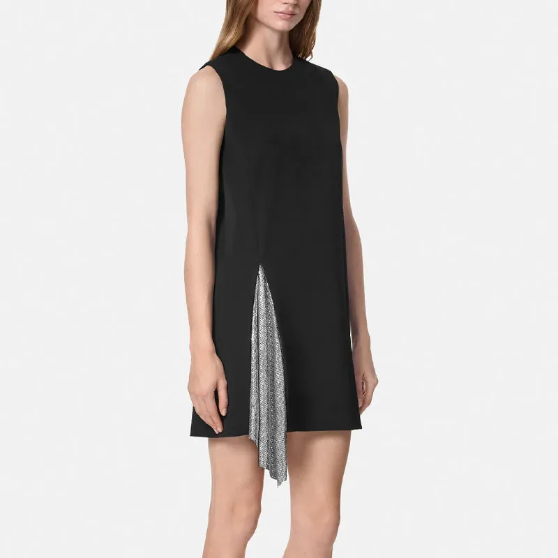 VERSACE Mesh Insert Shift Sleeveless Mini Dress-4