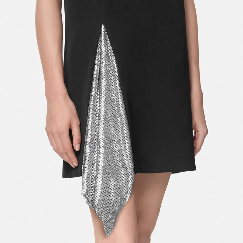 VERSACE Mesh Insert Shift Sleeveless Mini Dress-3