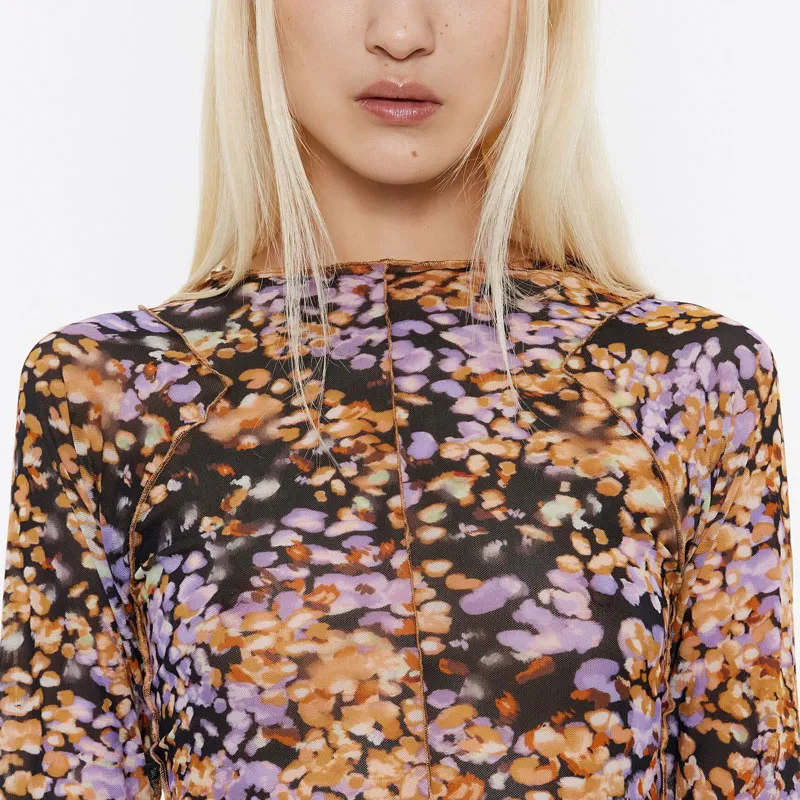 Bimba Y Lola Leomimosa print Tulle Top-4