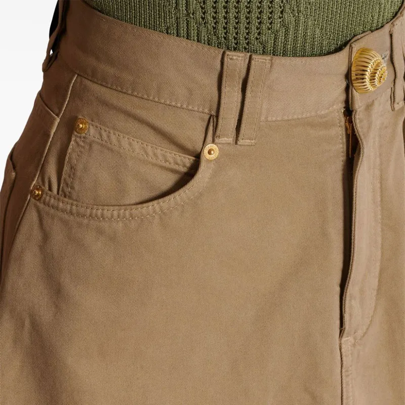 BALMAIN Flared-Effect Logo Patch Skirt-5