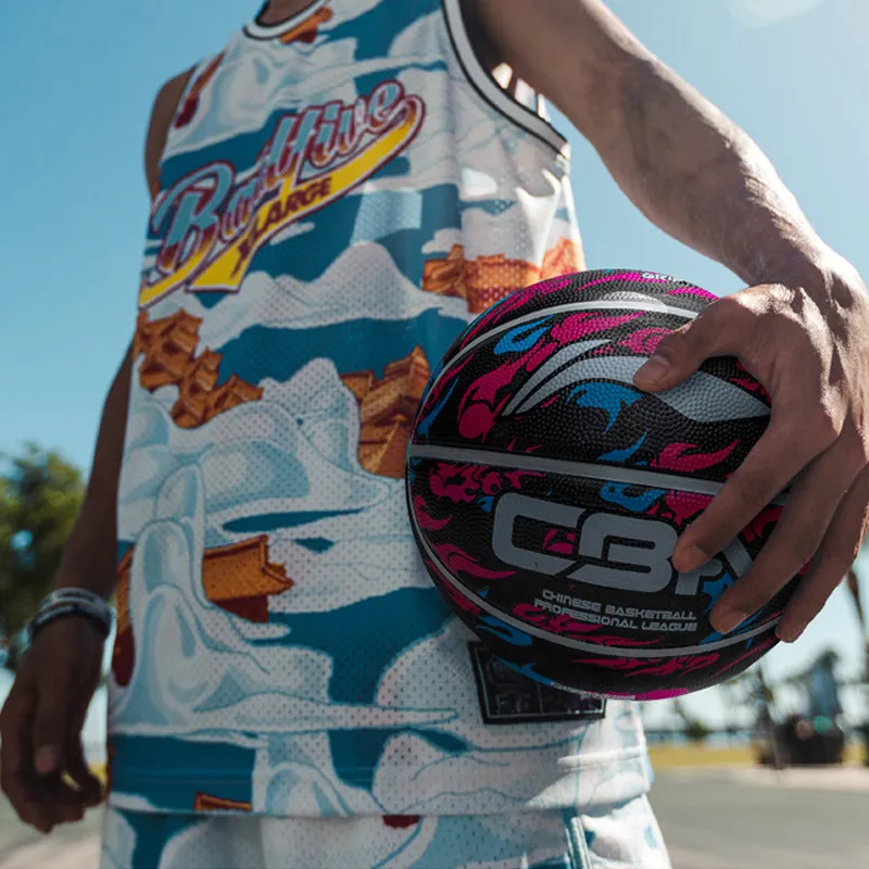 LiNing Rubber Basketball Black Blue Red Size 7 Training Competition-3