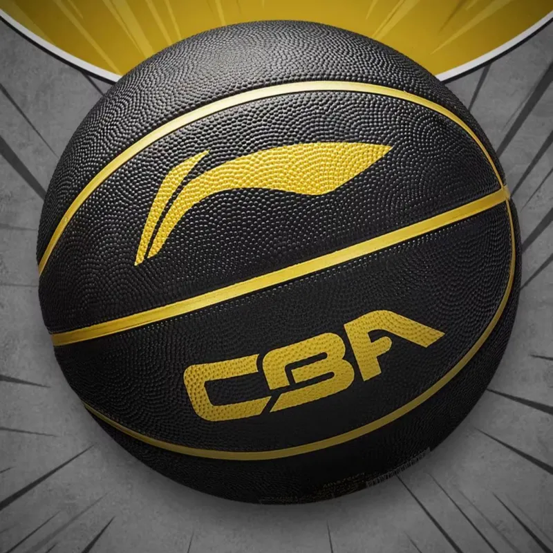 LiNing CBA Collection Rubber Basketball Black Gold Size 7 Training Unisex-2