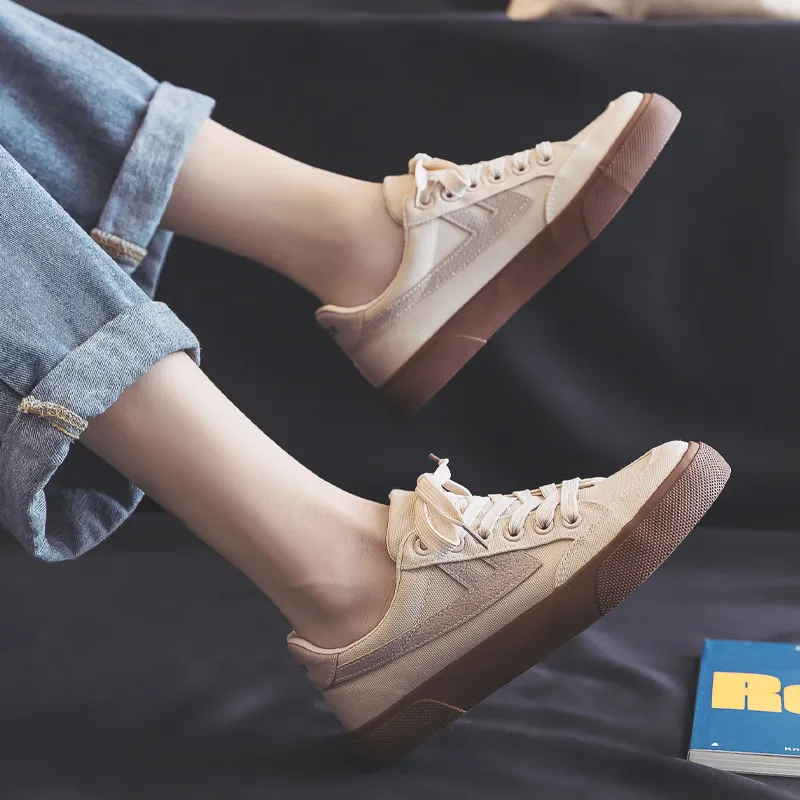 Warrior Anti Slip Wear Resistant Breathable Lightweight Low Top Canvas Shoes Unisex Beige Brown-6
